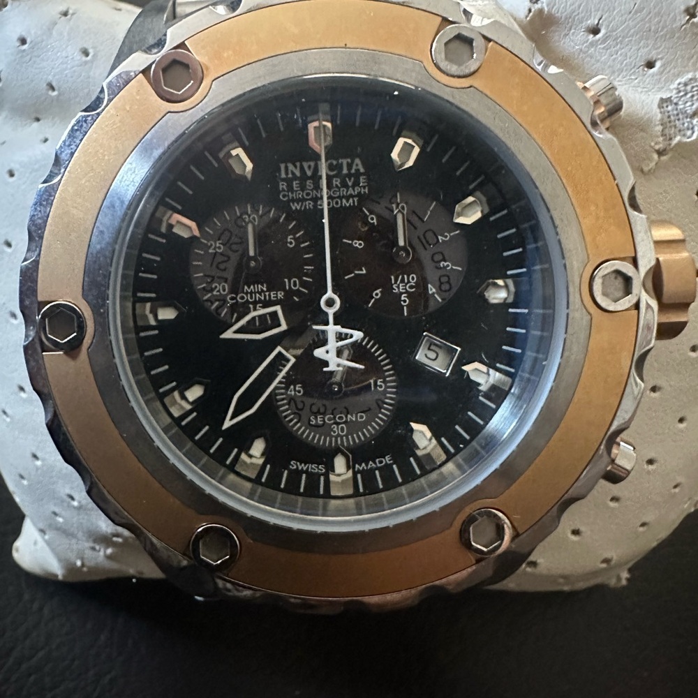 Invicta Men's 52mm Reserve Subaqua Black/Gold SS Chronograph Quartz Watch 5215